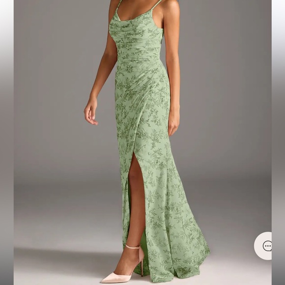 Azazie Dresses & Skirts - AZAZIE Deandra Green Fern Floral Bridesmaid Dress